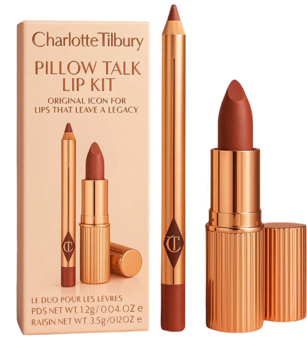 Charlotte Tilbury Pillow Talk Lip Kit
Elevate your lip game with the Charlotte Tilbury Pillow Talk Lip Kit – the ultimate lip duo for achieving the iconic, universally flattering nude-pink pout. This award-winning set includes the best-selling Lip Cheat lip liner and Matte Revolution lipstick, both in the cult-favorite Pillow Talk shade. With a velvety-smooth formula that glides on effortlessly, this duo enhances your natural lip shape, delivering fuller, more defined lips that last all day. Housed in Charl