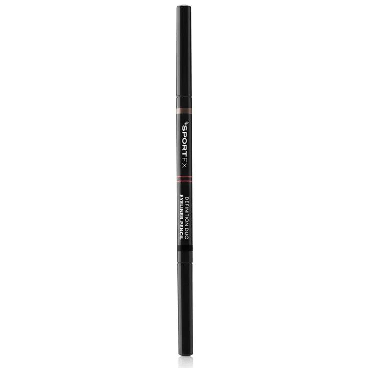 Sportfx Definition Duo Eyeliner Pencil - Black/Brown This duo ended eyeliner will create a soft and sexy smoky eye and a fierce feline flick. The self-sharpening, micro-tipped liner allows for precision application while the vitamin enriched formula prevents any damage to the delicate eye area. You'll have two minutes to perfect your look before the smudge-proof and super long wear liner sets in place for a flick guaranteed to last until the finish line.