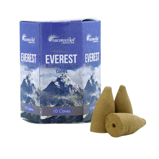 Experience the pure and cleansing aroma with Aromatika Backflow Incense - Everest. Everest is designed to evoke feelings of awe and inspiration. Take your sensory journey to new heights.These cones are designed to create a mesmerizing waterfall effect when burned in a compatible backflow incense burner. Cleanse your living space, meditation area, or personal aura. Its calming properties invite balance and spiritual well-being into your life.&nbsp;

Each pack contains 10 backflow incense cones.