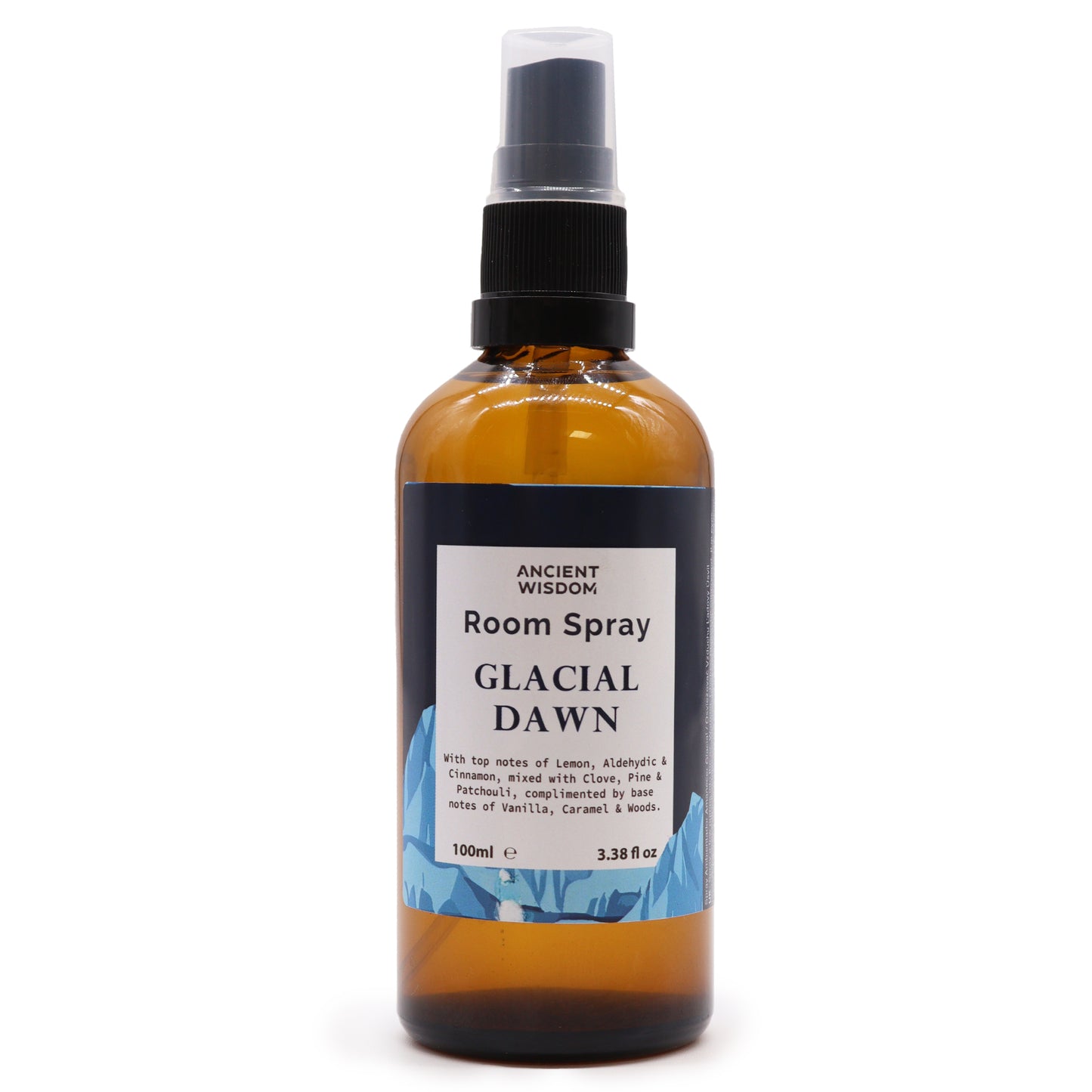 Glacial Dawn room spray captures the essence of a fresh, icy morning, combining top notes of Lemon, Aldehydic, and Cinnamon to invigorate the senses. The heart of the fragrance melds Clove, Pine, and Patchouli, creating a warm and earthy blend that balances the initial freshness. The base notes of Vanilla, Caramel, and Woods add a comforting and enduring finish, perfect for creating an inviting atmosphere in any space.&nbsp;

Aromatic Profile:&nbsp;

Top Notes: Lemon, Aldehydic, Cinnamon&nbsp;

Heart Notes: