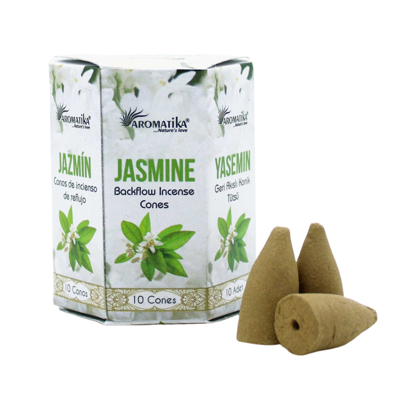 Experience the pure and cleansing aroma with Aromatika Backflow Incense - Jasmine. Jasmine is celebrated for its ability to soothe the senses, evoke romance, and create a serene ambiance. Take your sensory journey to new heights.These cones are designed to create a mesmerizing waterfall effect when burned in a compatible backflow incense burner. Cleanse your living space, meditation area, or personal aura. Its calming properties invite balance and spiritual well-being into your life.&nbsp;

Each pack contai