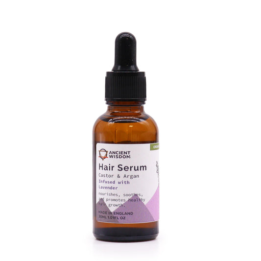 Nourish &amp; Soothe: Organic Lavender Hair Serum

Premium, Organic Hair Serum infused with Lavender Essential Oil. This all-natural solution addresses diverse hair concerns, making it a must-have addition to your haircare routine.&nbsp;&nbsp;

Key Ingredients:

Organic Castor Oil: Renowned for strengthening hair and promoting growth.

Organic Argan Oil: Deeply nourishes and adds luminous shine.&nbsp;

Lavender Essential Oil: Soothes the scalp and encourages a healthy hair growth environment.&nbsp;

Suitabl