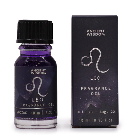 Zodiac Fragrance Oil - LEO&nbsp;- Frosted Citrine &amp; Ginger Fragrance is a 10ml bottle of fragrance oil that is designed to represent the Leo zodiac sign. The oil is dark-coloured with bio glitter inside, which is meant to mimic the twinkling stars of the night sky. The Frosted Citrine &amp; Ginger fragrance is carefully selected to amplify the oil's celestial energy. This fragrance elevates Leo's boldness creativity, and zest for life.

10ml bottle of fragrance oil

Dark-coloured oil with bio glitter

F