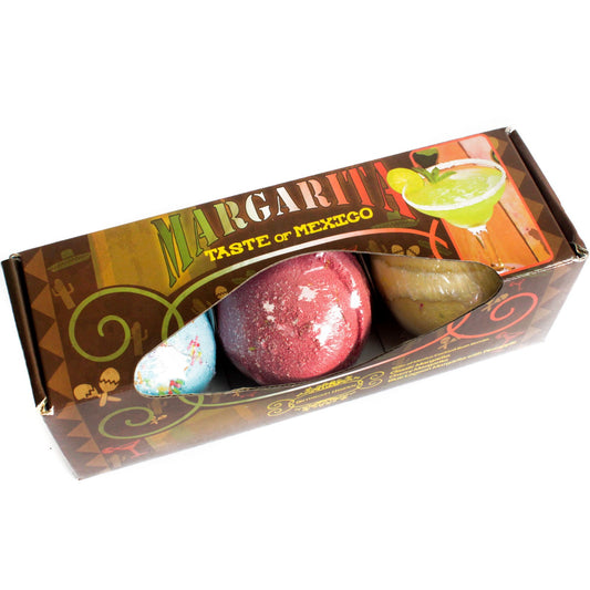 Taste Of Mexico Margarita, Cherry Margarita, Pineapple Margarita Bath Bombs Set Of 3

These Cocktail Bath Bombs contain the finest scents of all your favourite mixed drinks. Each gift pack contains three themed drink bombs.&nbsp;

A perfect gift for the lover of these cocktails.

Each variation comes with its own unique scent and colour, making the bath smell and look just like the real cocktail.