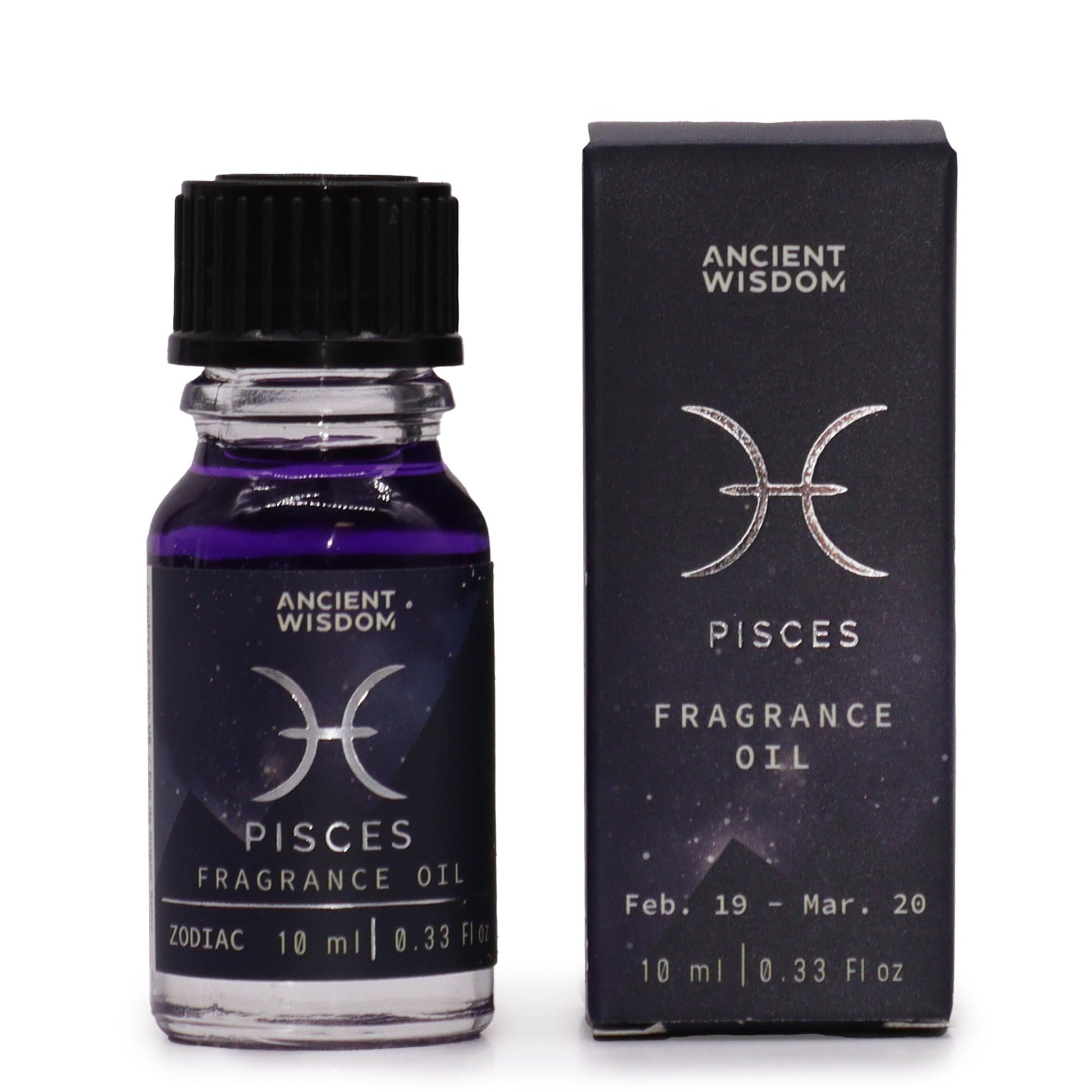 Zodiac Fragrance Oil - PISCES&nbsp;- Aquamarine &amp; Celestial Smoke Fragrance is a 10ml bottle of fragrance oil that is designed to represent the Pisces zodiac sign. The oil is dark-coloured with bio glitter inside, which is meant to mimic the twinkling stars of the night sky. The Aquamarine &amp; Celestial Smoke fragrance is carefully selected to amplify the oil's celestial energy. This fragrance enhances Pisces' creativity and fosters a tranquil sense of peace.

10ml bottle of fragrance oil

Dark-colour