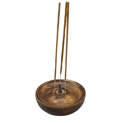 Beautiful woodware Plain Incense Stick &amp; Cone Burner Disc handcrafted from India. This product holds upto 3 Insence Sticks and 1 Cone all at the same time.