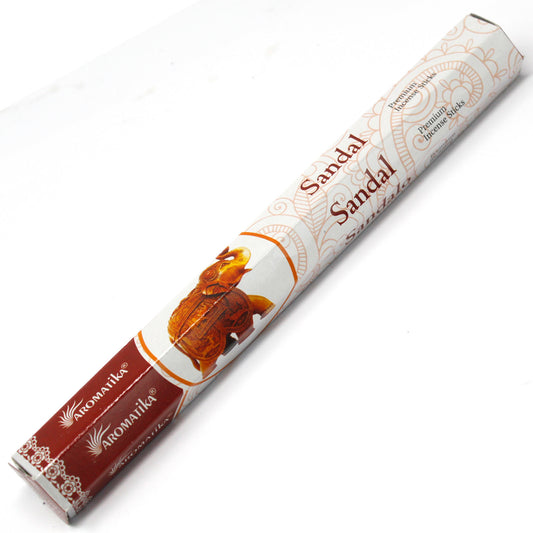 These Natural Masala Incense Sticks are made with ancient traditional recipe of Ayurveda from India.&nbsp;

Just light and wait for your home to be transformed with these bright and energising aromas.

Aromatika incense sticks are hand rolled in India using natural wooden powder, joss powder, gums, resins and essential aroma oils.&nbsp;20 sticks per pack&nbsp;

Non-toxic&nbsp;

Chemical Free

Charcoal Smoke Free

Directions: Just light the end and wait for it to glow and blow out the flame. Then place it in