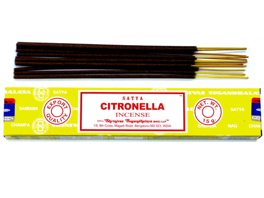 Just light a Satya Incense Stick and wait for your home to be transformed with these bright and energising aromas. These Satya incense sticks are hand rolled in India using pure extracts and the finest scented oils.&nbsp;

Using incense sticks is easy, just light the end and wait for it to glow and blow out the flame. Then place it into an incense holder and enjoy the wonderful fragrance that is produced.

Contains 15g of incense (approx 15 sticks)
Recyclable packaging
Use with an Incense Holder for best re