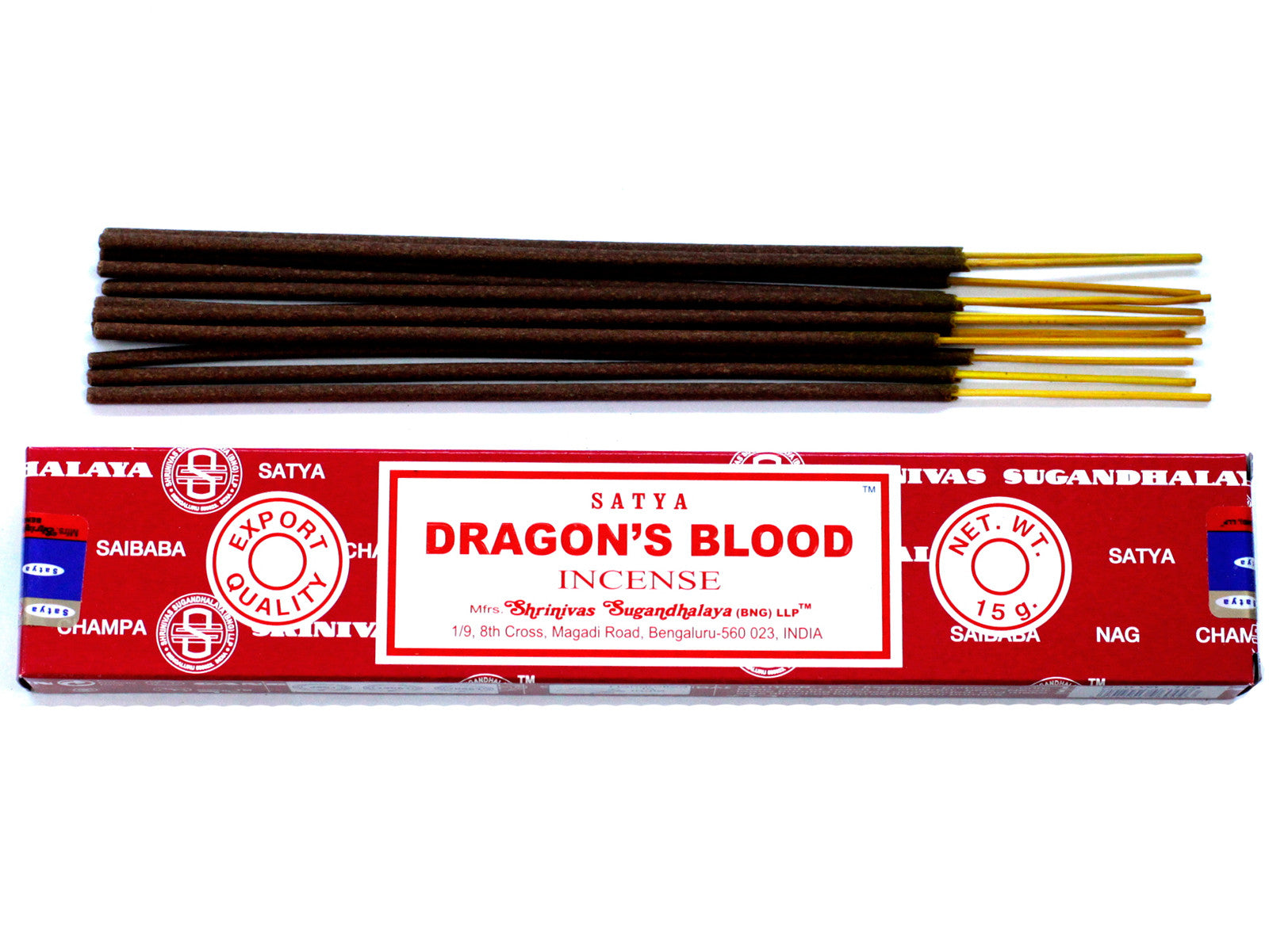 Satya Incense Sticks 15g - Dragon Blood&nbsp;

Just light a Satya Incense Stick and wait for your home to be transformed with these bright and energising aromas. These Satya incense sticks are hand rolled in India using pure extracts and the finest scented oils.&nbsp;

Using incense sticks is easy, just light the end and wait for it to glow and blow out the flame. Then place it into an incense holder and enjoy the wonderful fragrance that is produced.

Contains 15g of incense (approx 15 sticks)
Recyclable p