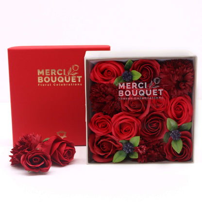 Capture the timeless elegance of red roses in the Soap Flower Gift Square Box. This classic gift set is designed to convey love, romance, and appreciation in a truly beautiful way.