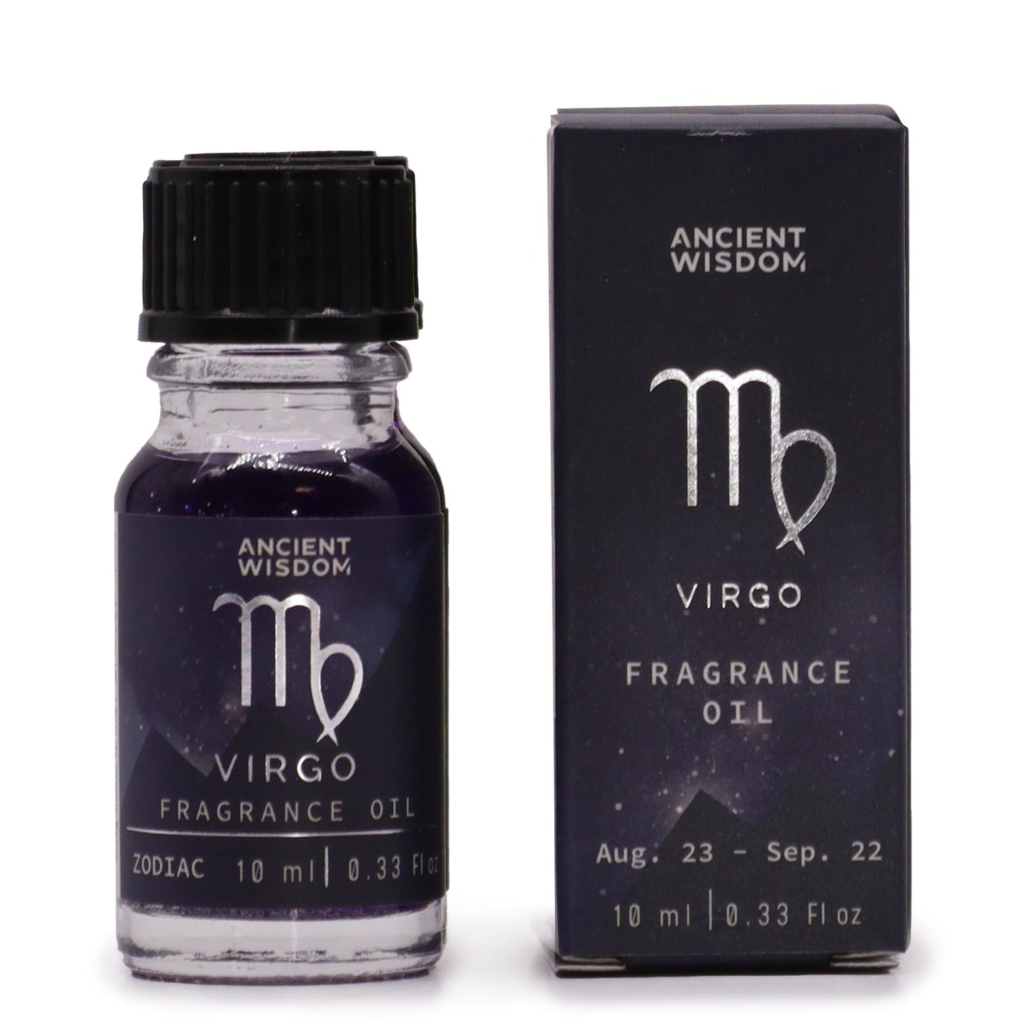 Zodiac Fragrance Oil - VIRGO&nbsp;- Tree Agate &amp; Oud Fragrance is a 10ml bottle of fragrance oil that is designed to represent the Virgo zodiac sign. The oil is dark-coloured with bio glitter inside, which is meant to mimic the twinkling stars of the night sky. The Tree Agate &amp; Oud fragrance is carefully selected to amplify the oil's celestial energy. This fragrance boosts Virgo's potential for success and enhances the connection to the world of nature.

10ml bottle of fragrance oil

Dark-coloured o