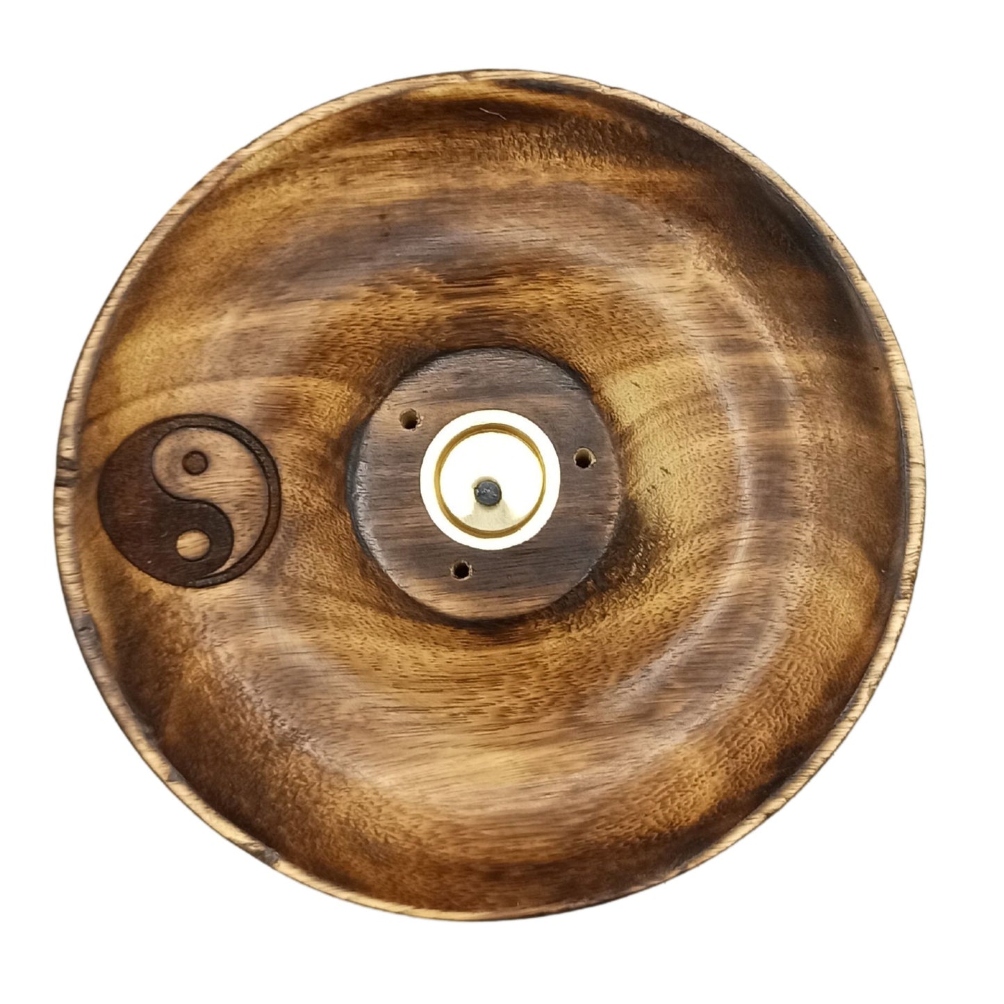 Beautiful woodware Yin &amp; Yang Incense Stick &amp; Cone Burner Disc handcrafted from India. This product holds upto 3 Insence Sticks and 1 Cone all at the same time.