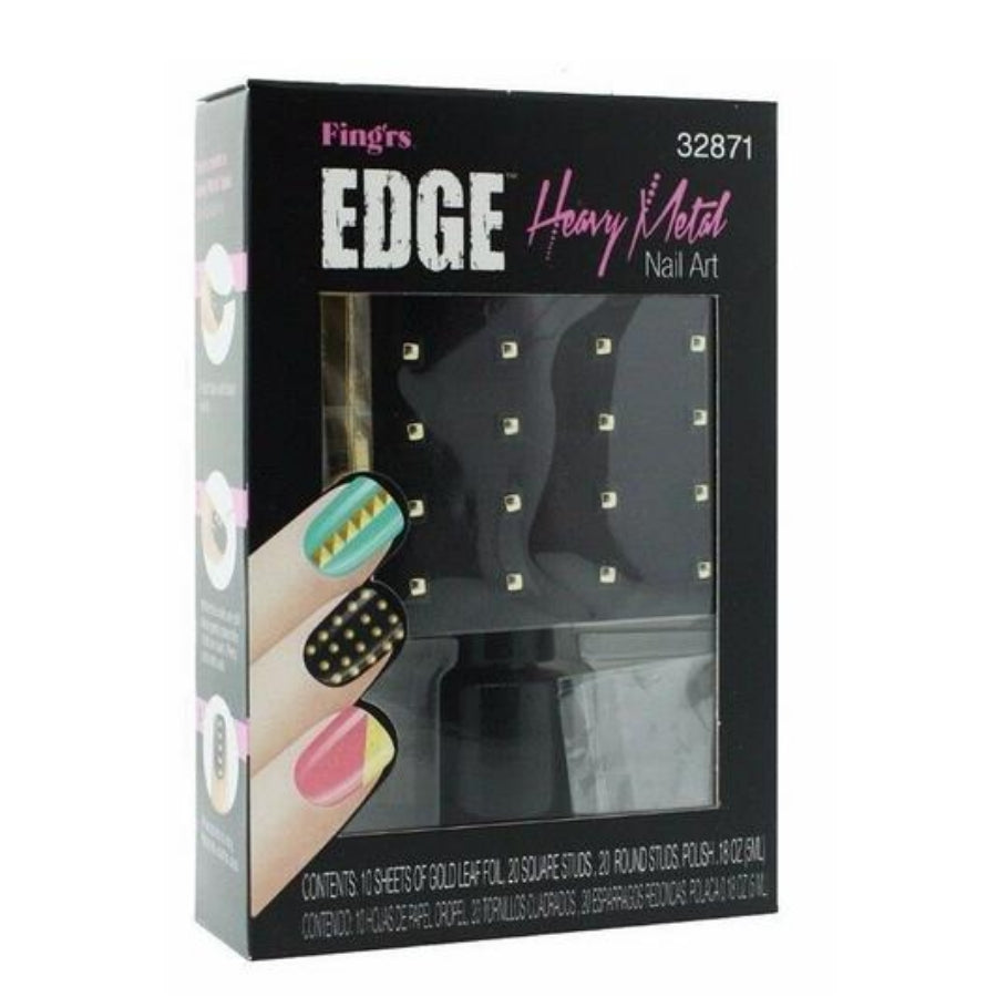 Fing'rs Edge Heavy Metal Nail Art Goldfoil Studs and Polish 32871