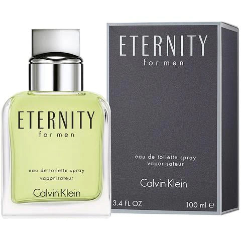 Calvin Klein Eternity Eau de Toilette For Him 100ml Spray A scent for today's man living a contemporary life with traditional values. TOP NOTES: Mandarin, Lavender, Green Notes HEART NOTES: Jasmine, Basil, Geranium, Sage BASE NOTES: Sandalwood, Vetiver, Rosewood, Amber