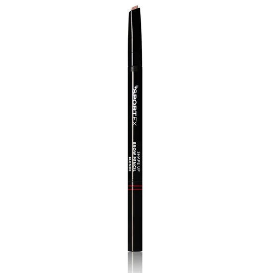 Sportfx Shape Up Duo Brow Pencil - Blonde Keep your brow game strong with our duo ended brow pencil. This precision angled pencil ensures natural definition while the spoolie end adds shape and structure. The creamy formula is nourished with shea butter and enriched with castor oil to promote hair growth for fuller brows