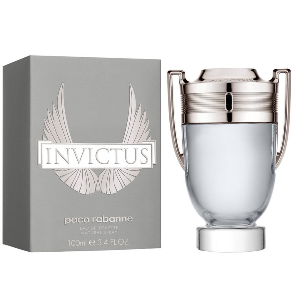 Paco Rabanne Invictus Eau De Toilette For Him 100ml Spray Invictus by Paco Rabanne is a Woody Aquatic fragrance for men. Invictus was launched in 2013. Invictus was created by Veronique Nyberg, Anne Flipo, Olivier Polge and Dominique Ropion.  TOP NOTES: Sea Notes, Grapefruit, Mandarin Orange  HEART NOTES: Bay Leaf, Jasmine  BASE NOTES: Ambergris, Guaiac Wood, Oakmoss, Patchouli